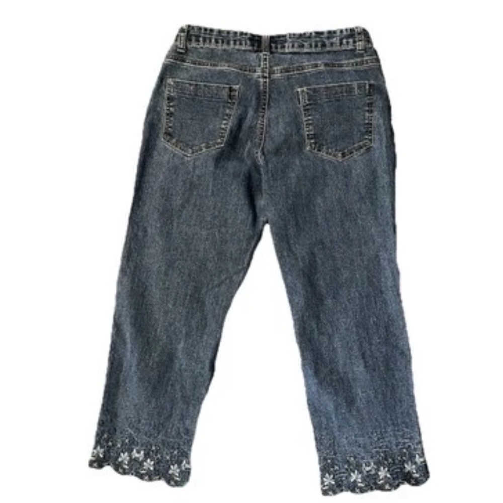 COS Jeans Women's Size 4 Medium Wash Mid-Rise Denim Capri Scalloped Hem - Picture 2 of 10